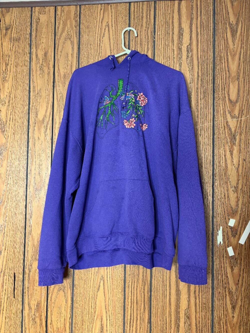 Julia Mazzucato Nature's Anatomy Collection Lung Floral Hoodie 2XL Purple